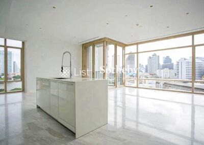 Modern kitchen with city view