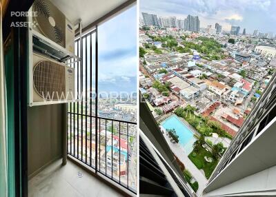 Balcony with urban view from a high-rise building