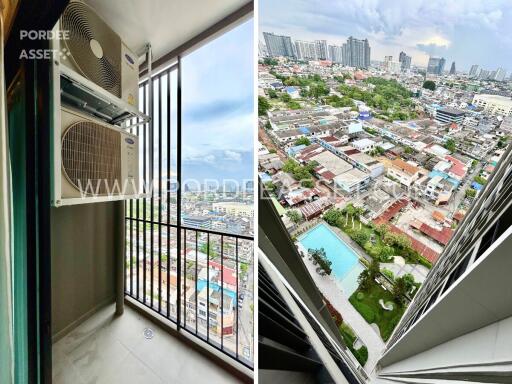 Balcony with urban view from a high-rise building