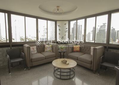 Modern living room with city view