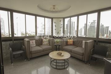 Modern living room with city view