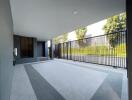 Spacious garage with gate and natural lighting