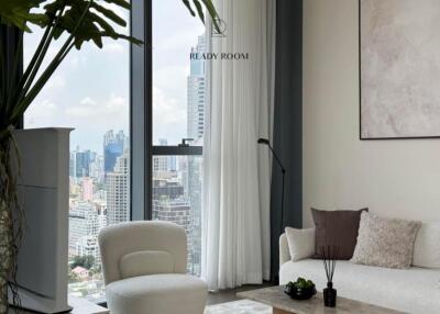 Modern living room with city view