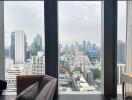 Living room with a city view