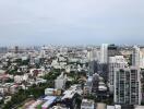 Aerial view of urban cityscape with various buildings