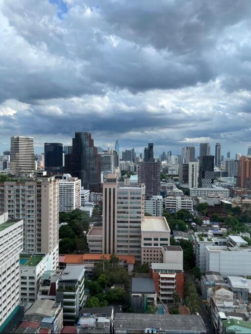 City skyline view from a high vantage point