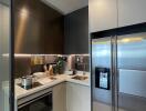 Modern kitchen with built-in appliances and sleek design