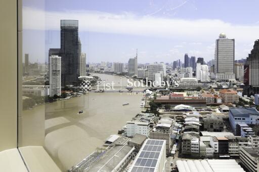 City skyline and river view from high-rise building