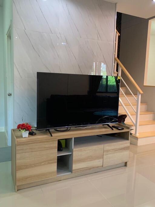 Living room with television and modern decor