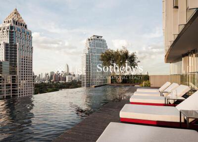 Rooftop infinity pool with city skyline view