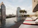 Rooftop infinity pool with city skyline view