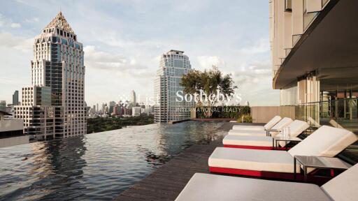 Rooftop infinity pool with city skyline view