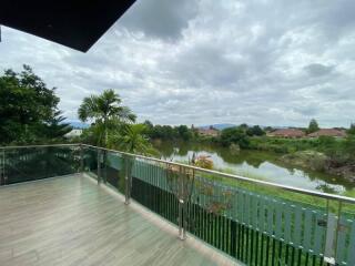 Spacious balcony with a natural view