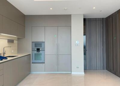 Modern kitchen with built-in appliances and storage