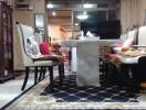 Dining room with modern table and elegant chairs