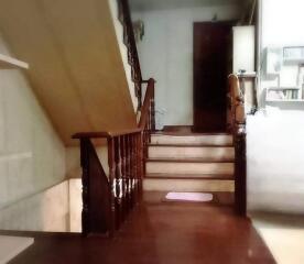 Wooden staircase with balustrade