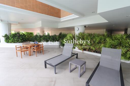 Spacious outdoor area with seating