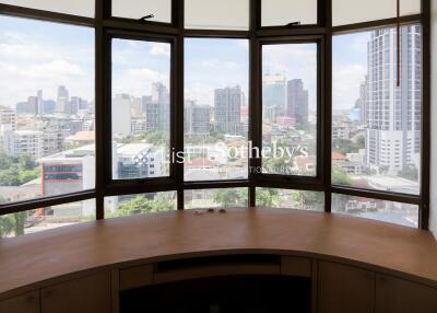 Office with a panoramic city view