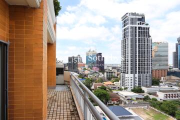 Modern urban balcony with city view