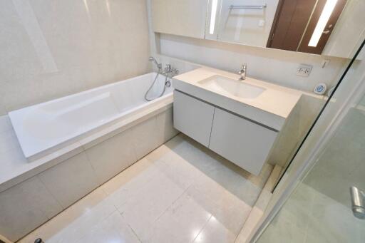 Modern bathroom with bathtub and sink