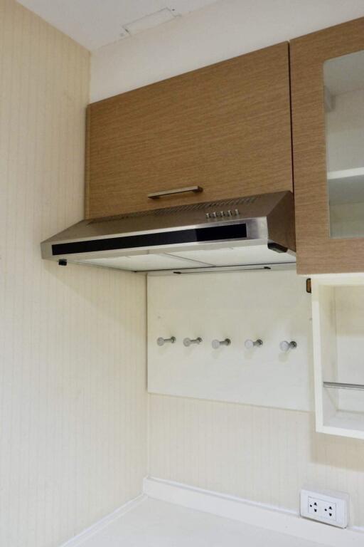 Modern kitchen with cabinets and a range hood