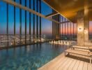 Rooftop swimming pool with cityscape view