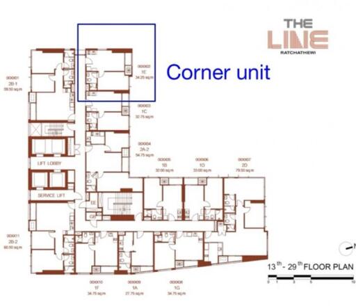 Floor plan of a corner unit