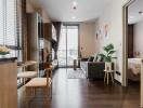 Modern living area with natural light and open layout