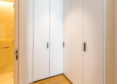 Hallway with built-in closets