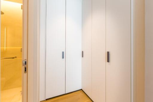 Hallway with built-in closets