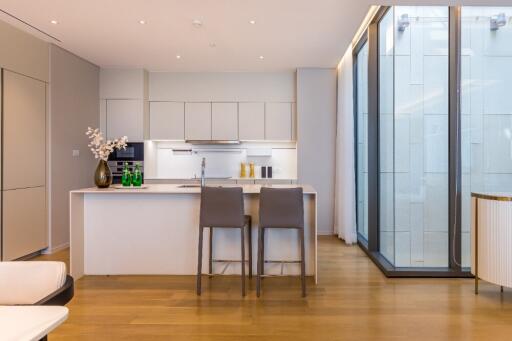 Modern kitchen with island and bar stools