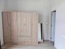 Bedroom with wooden wardrobe