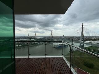 Balcony with river and bridge view