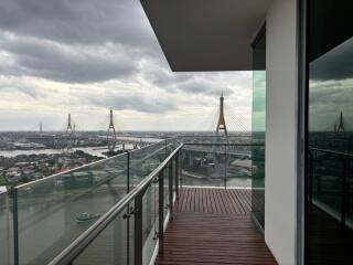 view from balcony with bridge and river