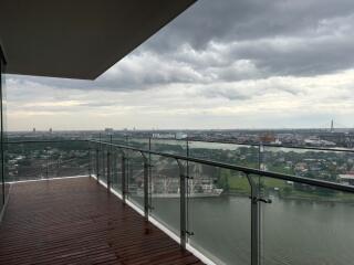 City view from balcony with glass railing