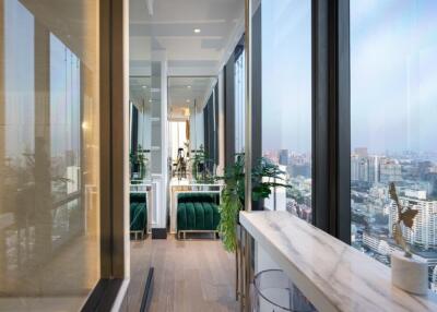 luxurious apartment with large windows and city view