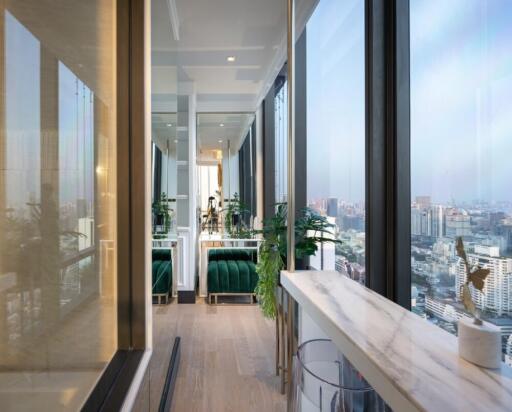 luxurious apartment with large windows and city view