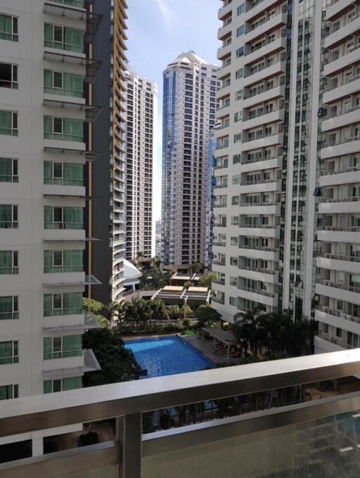 View of high-rise buildings with a pool