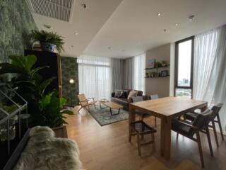 Modern living room with dining area