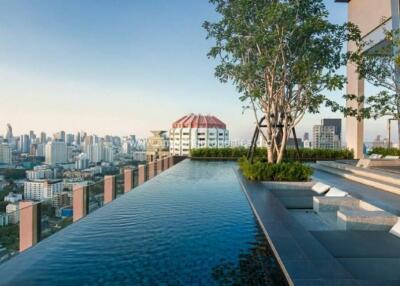 Rooftop infinity pool with city skyline view