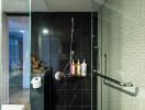 Modern bathroom with a glass shower enclosure