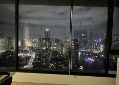 Night city view from living room window