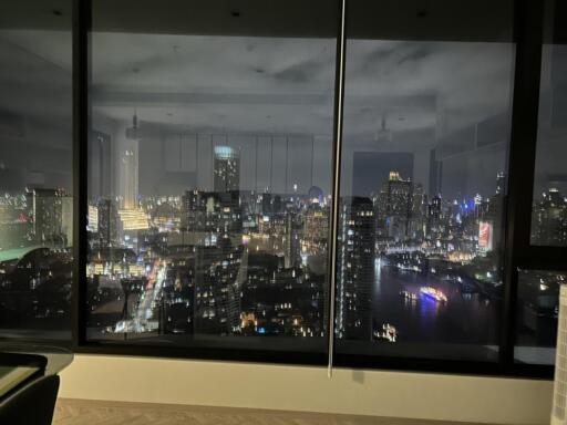 Night city view from living room window