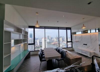 Modern living room with city view