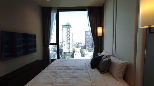 Modern bedroom with city view