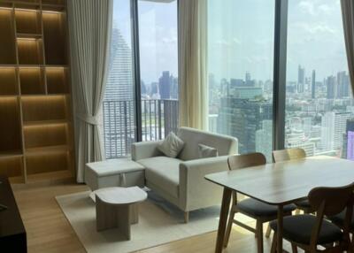 Modern living room with city view