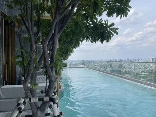 Rooftop infinity pool with city view