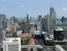 View of the city skyline from a high-rise building