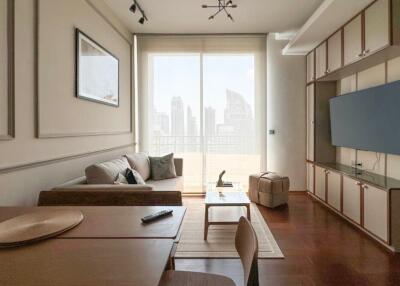 Modern living room with city view