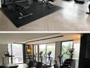 Modern fitness center with various workout equipment